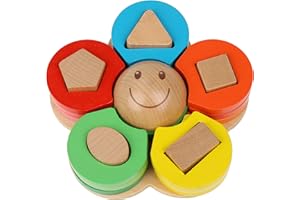 Boxiki kids Drewniane zabawki Montessori do układania w stos, tablica do sortowania w kształcie kolorów dla małych dzieci. Nietoksyczna drewniana zabawka dla dzieci do wczesnego rozwoju i umiejętności