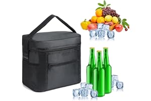Hyakoz Bolsa Isotermica Camping 10L, Bolsa Nevera Pequeña, Bolsa Comida Térmica, Bolsa Isotermica Porta Alimentos Plegable para Picnic, Playa, Camping (Negro)