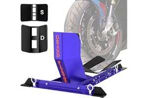GRAND PITSTOP Calzo de rueda universal para Crusier, deportes y motos de cross, soporte de motocicleta resistente para remolque, completamente ajustable, desmontable, calzo de rueda plegable. (tamaño
