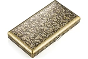 OHAODUO Papierośnica w stylu vintage, metalowa, z wysokiej jakości stali, papierośnica dla kobiet w stylu antycznym, na 100 mm, na 20 papierosów, wąska papierośnica ze stali nierdzewnej, z pudełkiem