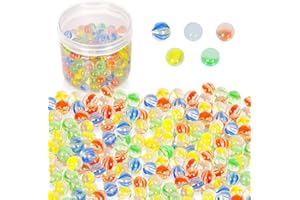 Powerking Billes de Verre, Billes de Verre Yeux de Chat colorés pour Enfants pour Jouets/Jeux/Jeux/décoration de Poissons/Plantes 200 pcs