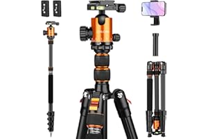 JOILCAN Statyw do aparatu, lekki statyw podróżny z aluminium ze statywem jednonożnym, 203 cm statyw fotograficzny z panoramiczną głowicą kulową 360° do Canon Nikon, nośność 10 kg