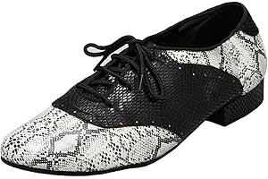 MINITOO Men's Leopard Snake Synthetic Ballroom Dance Shoes L040