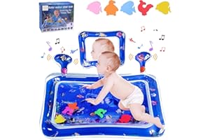 YISKY Colchoneta de Agua para Bebe, Alfombra de Agua para bebé, Alfombra de Juego de Agua para Bebé con espejo y campana, Inflable Alfombra de Juego, Juguete sensorial para bebés para 3, 6 y 9 meses