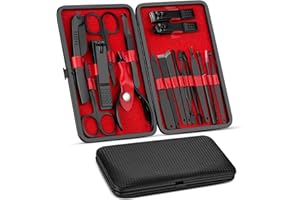 Akake Manicure Set, Pedicure Kit, Nail Clippers, Professional Grooming Kit, Nail Tools 18 in 1 with Luxurious Travel Case For Men and Women 2021 Upgraded Version Black