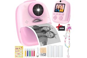 Kid Odyssey Kids Camera Instant Print, 1080P Instant Camera for Kids with Selfie Mode & 32G SD Card, Toddler Digital Camera with Video, Christmas and Birthday Gifts for Girls Boys 3-12 Years Old