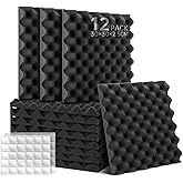 Lot de 12 Panneaux de Mousse Acoustique Avec des Autocollants, Mousse Anti-bruit Panneau Acoustique Haute Densité Isolant Pho