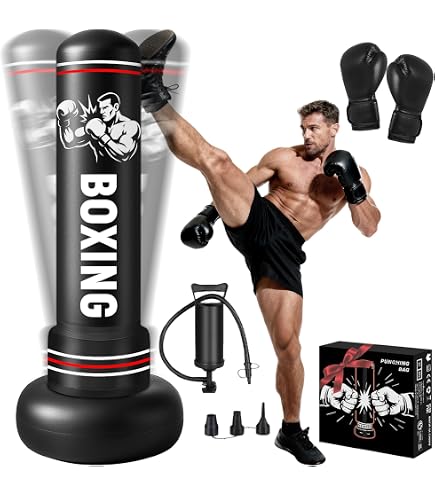 Sac De Frappe Debout 180 Cm En PVC Avec Gants Et Pompe électrique – Ensemble Complet Pour Adulte, Kickboxing, Muay Thai, MMA