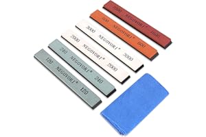 OUHZNUX Pierre à aiguiser 6Set Pierres à aiguiser pour aiguiseur de couteaux à angle fixe, set de pierres à aiguiser professionnelles Avec socle : 120/240/600/1000/2000/3000 Grit