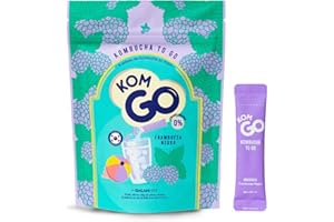 KOMGO I 6 Sobres de Bebida de Kombucha en Polvo Bebida Instantánea con Probióticos y Antioxidantes | Solo 15 Kcal. Fácil Preparación y Refrescante | Disponible en diferentes sabores. (Frambuesa)