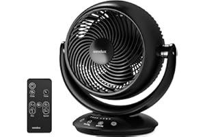 Senelux Air Circulator Fan, 8 Inch Blades / 10 Inch Grille, Quiet Table Fan with Remote, 3D 90°+90° Oscillation, 3 Speeds, 2–12H Timer, 25 dB Silent Cooling, 35W Low Energy Fan for Home, Office