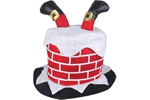 FASHION I LOVE Secret Santa Christmas Chimney 3D Hat with Santa Legs | Adult Teen Size Novelty Fancy Dress