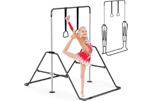 EVERYMILE Gymnastics Bars, Junior Training Kip Bar Gymnastics Equipment for Home,Adjustable Height Folding Horizontal Bar with Gymnastic Rings for Kid