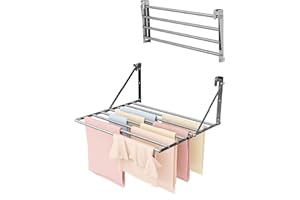 Innotic Stendibiancheria da Parete Pieghevole Antiruggine Resistente Stendino da Esterno o Interni, Salvaspazio Stendino per Balcone Bagn, con 8 Asticelle, 60cm