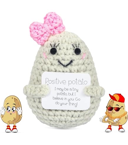 Bambola Di Patata In Lana Lavorata A Maglia - Pocket Hug Motivazionale, Regalo Creativo - Foto 11