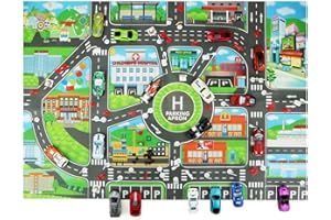 NANKOYAL Car Mats For Kids,Car Mat For Children Parking Map Carpets Kids Rug Game Map Road And Traffic Carpet Non Slip Car Road Rug,Car Road Mat For Children Toy,32.67x22.83in