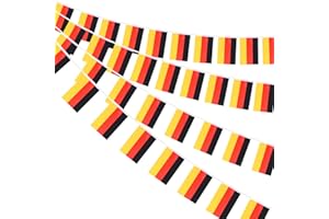 AhfuLife Deutschland Flagge Fahnenkette, 1 Stück 30 Flaggen 20 x 28 cm – 12m Beidseitig Rechteck Stoff Deutsche Wimpel Fahne für WM EM Europameisterschaft Hausgarten 2024 Party Bar Dekoration