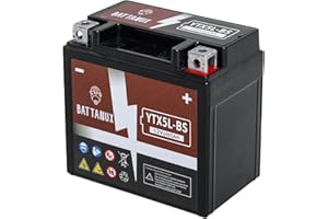 Battanux YTX5L-BS Batterie et batterie pour motocyclette, scellée SLA/AGM 12V5Ah, batterie ATV/UTV/snowmobile/moto sans entretien et sans outils pour l'installation