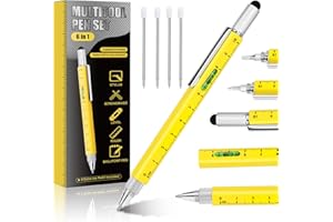GHHFKGL Pen Gifts for Men, 6 in 1 Multitool Pen, Cool Gadgets Tools for Men, Birthday Gifts for Men Who Have Everything, Unique Gifts for Men, Husband, Grandpa, Engineer, Handyman (Yellow)