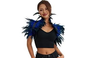 ESSECMBS Womens Realistic Feather Cape Costume Gothic Lacing Shawl Shrug Collar Feather Cloak for Halloween Cosplay Christmas Party
