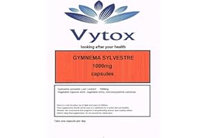 Gymnema Sylvestre Leaf 1000mg max Strength 60 Capsules, 2 Months Supply, by vytox, Metabolism Blood Sugar,Vegetarian