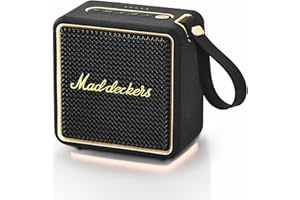 MADDECKERS MG II Portable Bluetooth Speaker, 40W Deep Bass with DSP Sound, RGB Lights,IPX7 Waterproof Outdoor Speaker,17H+ Playtime, Dual Drivers,TWS Pairing,3 EQ Modes,Type-C Charging, AUX/TF/USB(Black & Brass)