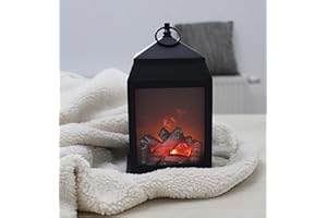 Winkee - Latarnia, ogień kominkowy, kominek stołowy LED o wyglądzie płomienia, elektryczny kominek LED, kominek z diodami LED, dekoracja jesienna, na stół elektryczny, prezent na Boże Narodzenie