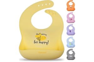 Kiddo Feedo Silikon Lätzchen für Baby Jungen und Mädchen, 6 Einzigartige Skandinavische Designs Erhältlich, Gelb