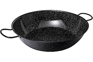 VAELLO - Plat à Paella Haut en Métal Émaillé - Plat de Cuisson Résistant, Accessoire Cuisine Extérieure Facile à Nettoyer - Poêle à Paella à 2 Poignées, Ø 60 cm