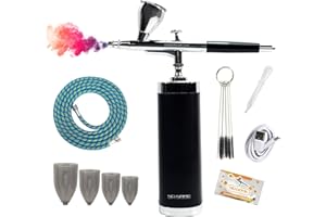 NO-NAME Cordless Airbrush Kit with Compressor, Portable Cordless Airbrush Compressor Kit for Painting, Model, Art, Tattoo, Nail Art, Mode, Makeup, Cake, Barbershop, T-Shirt Painting, Tanning by Brand