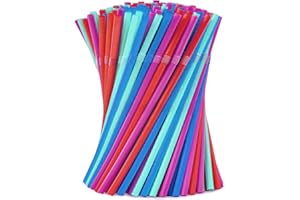 ZHUOAI Trinkhalme,Party-Strohhalme,100 Stück,für Party,Geburtstag,Hochzeit 100Stück Wiederverwendbare Strohhalme,Plastik Strohhalme,Trinkhalme Plastik Trinkhalme für Smoothies,Saft,Cocktail(100)