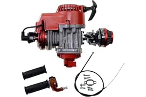 WOOSTAR 44mm Big Bore Cylinder with Recoil Starter with Carburetor and Air Filter Modified Engine Kit Replacement for 2 Stroke 43cc 47cc 49cc 52cc Horizontal Engine Mini Pocket Bike Gas Moped Scooter