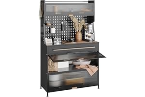 NETEL alacena de Cocina con encimera, Mueble Cocina almacenaje,Mueble cafetera，Negro, 100x42x168cm