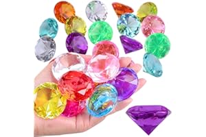 Ezydka 30 Stück Edelsteine für Kinder 30mm Diamanten Kinder, Acryl Diamanten Deko Bunt, Edelsteine Kinder Groß Spiel Diamanten für Vasen, Tischdeko, Party Mitgebsel, Hochzeit (30mm groß diamanten)