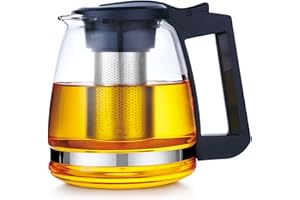 Lovegrace Glas-Teekanne mit Siebaufsatz, Hitzebeständig, Edelstahl Filter Sieb, Überhitzungsschutz, Ideal für Lose Tees (2000ml)