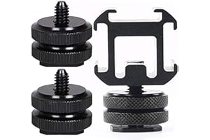 ETERSPR Triple Hot Shoe Mount, Adaptateur Griffe Camera, 1PcsTriple Hot Shoe Mount, 2 PCS Hot Shoe Mount 1/4"-20Adaptateur pour Caméscopes, DSLR, Appareils Photo