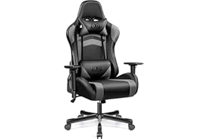 OneGame Silla Gaming, Silla Escritorio Gaming con Ajuste de Altura y reposabrazos 3D Silla ergonómica Gaming Soporte Lumbar y reposacabezas, Negro Gris