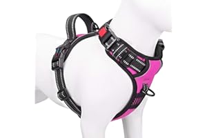 PHOEPET No Pull Dog Harnesses for Small Dogs Reflective Adjustable Front Clip Vest with Handle 2 Metal Rings 3 Buckles [Easy to Put on & Take Off](XS, Pink)