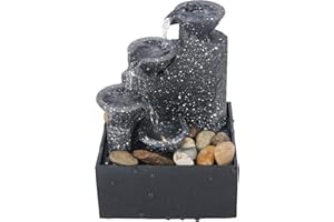 ‎HLJS Zimmerbrunnen Tischbrunnen Wasserfall Mit LED-lichtern Klein Innenbrunnen Brunnen Zimmer Stein Deko FüR Home Office Desktop Tischbrunnen Ornament, 17cm