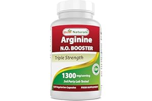 Best Naturals L-Arginine NO Booster Triple Strength 1300 mg Serving 120 Veg Capsules