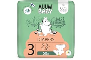 DELIPAP Pañales Muumi Baby Eco Newborn Talla 3, 5-8 kg, 50 pañales premium con indicador de humedad | suaves y agradables para la piel, sin productos químicos innecesarios |