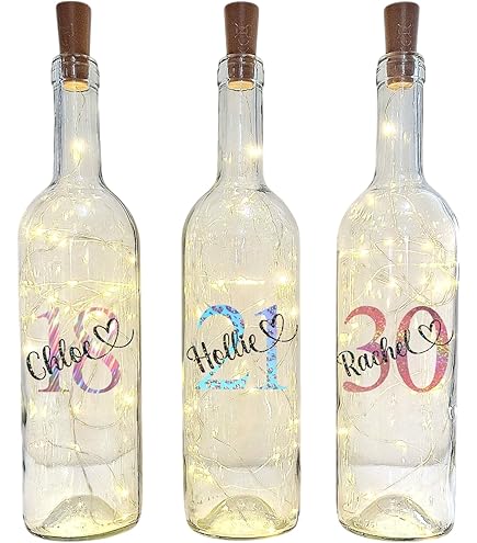Personalised Birthday Gift LED Light Up Bottle 18th 21st 30th 40th 50th 60th Age | Tfgraphics-cornwall