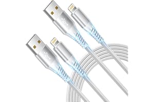 Yosou Câble iPhone [1m+1m/Lot de 2] Cable Chargeur iPhone Certifié MFi Câble Lightning avec Connecteur Résistant Fil Charge Rapide Compatible avec iPhone 14/13/12/11/Pro Max/XS/XR/X/8/7/6s/6/SE,iPad