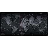 INOVERA World Map Extended Anti Slip Rubber Gaming Stitched Mouse Pad Desk Mat for Computer Laptop (Black, 890L x 400B x 2H m