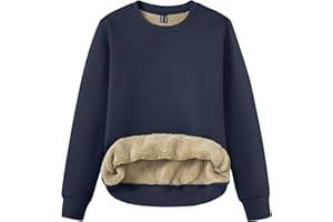 TACVASEN Pullover Damen Sweatshirt Baumwolle Langarmshirt Rundhals Ohne Kapuze Winter Basic Fleecepullover Warme Casual Oberteil Elegant Tops Bluse