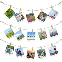 Présentoir Photo Mural à Suspendre - Avec Pinces En Bois, Corde De Chanvre 138 Cm - Pour Photos, Cartes Postales, Créations - 5
