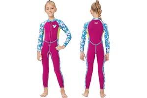 ‎LANSRU Neoprenanzug Kinder in 3MM, UPF50+ Neopren Lang Schutz vor Sonnenbrand, bequemer Frontreißverschluss, perfekt für Schwimmkurse