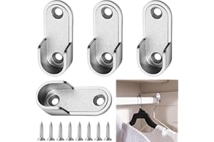 Huybaa 4 Pezzi Supporto Asta Armadio, Accessori Armadio Interno, Supporto per Tubi per Armadio con 8 Viti, per L'Estremità Dell'Asta Binario Per Tende e Armadi (Lega di Alluminio)