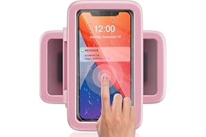 LC-dolida Dusch-Handyhalterung, wasserdicht, 480° drehbar, HD-Touchscreen, Wandhalterung bis zu 17,3 cm, für iPhone 11, 12, Pro, XR, XS, Max, Samsung Galaxy S21, romantisches Rosa