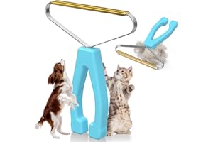 Emooncn Pet Hair Remover Double Metal Pet Hair Scraper Reusable Lint Remover Carpet Scraper Tool Portable Carpet Hair Remover Tool Dog Cat Hair Remover Magic Lint Brush for Pet Clothes Carpet, Green